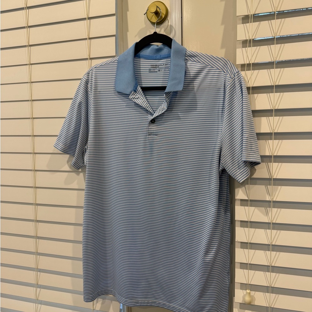 Nike Golf Blue Striped Polo Shirt (M)